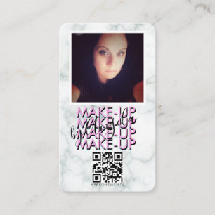 Carte De Visite Code QR du salon de maquillage en marbre Rose Noir