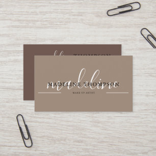 Carte De Visite Code QR du script de calligraphie crème beige et B