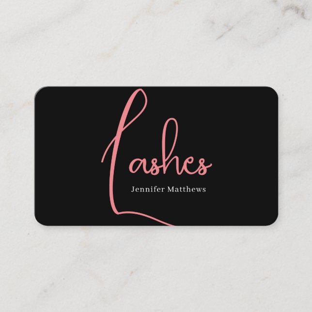 Carte De Visite Code qr du script de cils rose glam moderne (Devant)
