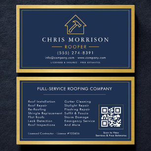 Carte De Visite Code QR du service de construction de toiture