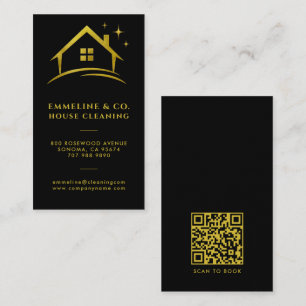 Carte De Visite Code QR du service de nettoyage de maison étincela