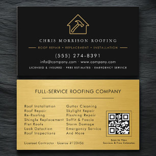 Carte De Visite Code QR du service de toiture moderne