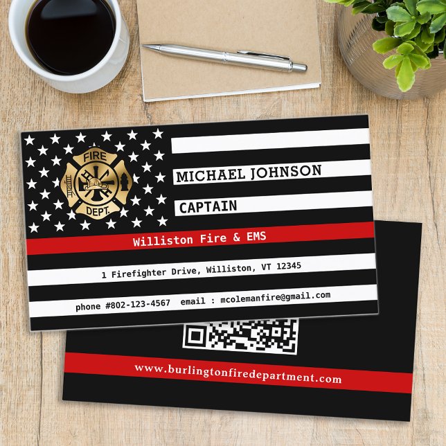 Carte De Visite Code QR du service d'incendie personnalisé de lign (Créateur téléchargé)