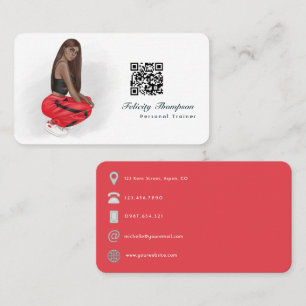 Carte De Visite Code QR d'une instructrice de fitness femme noire