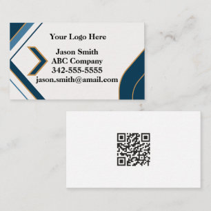 Carte De Visite Code QR dynamique bleu et or pour un budget favora