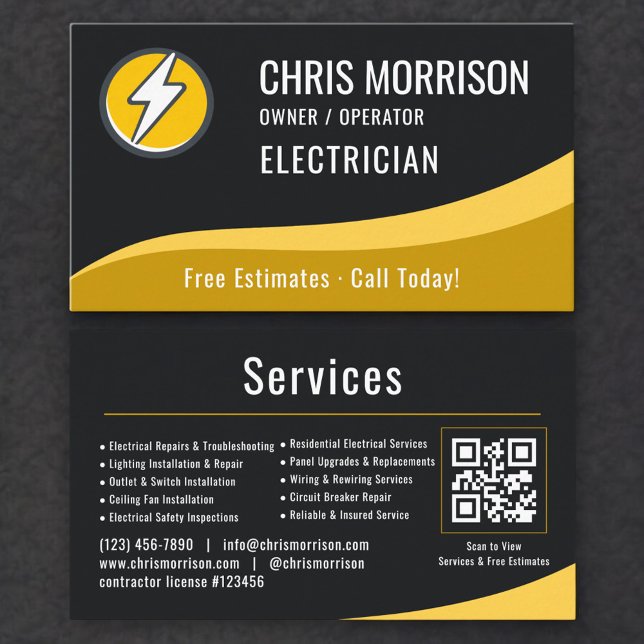 Carte De Visite Code QR Électricien (Créateur téléchargé)