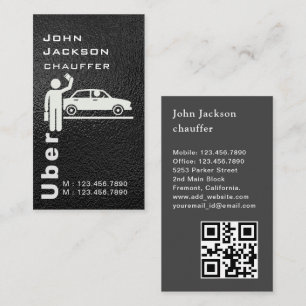 Carte De Visite Code QR élégant de taxi foncé / Chauffeur
