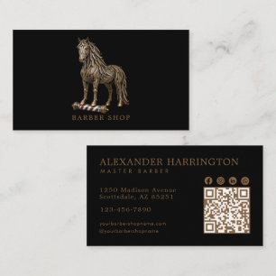 Carte De Visite Code QR élégant du salon de coiffure pour hommes B