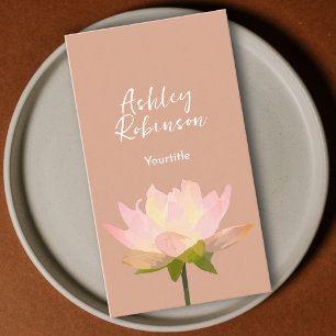Carte De Visite Code QR élégant fleur de lotus boho terre cuite
