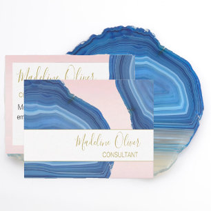 Carte De Visite Code QR élégant Joyau professionnel bleu rose