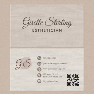 Carte De Visite Code QR élégant moderne beige de l'esthéticienne e