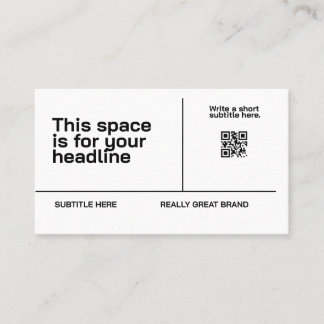 Carte De Visite Code QR élégant noir et blanc pour la nourriture l