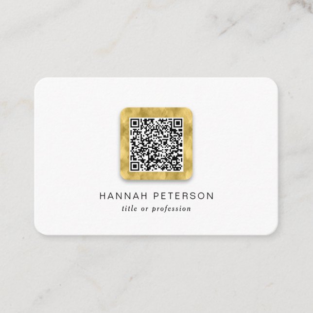 Carte De Visite Code QR élégant simple moderne or tendance élégant (Devant)