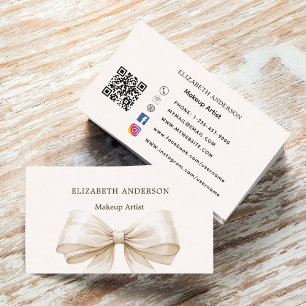 Carte De Visite Code qr en beige crème sur les médias sociaux