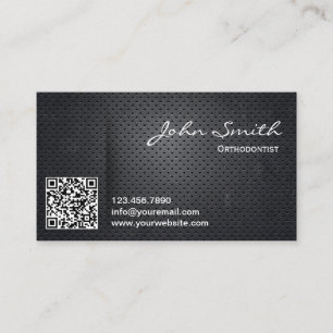 Carte De Visite Code QR en métal noir orthodontiste
