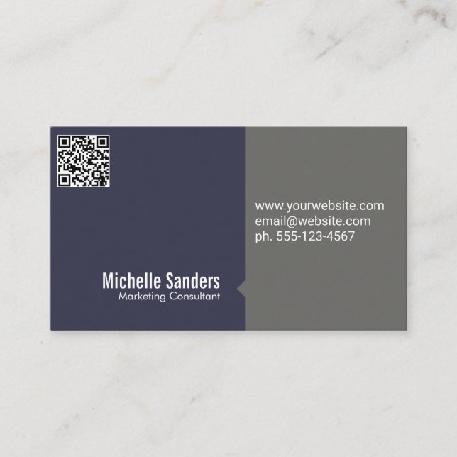Carte De Visite Code QR | Entreprise simple (Devant)