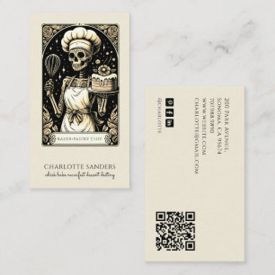 Carte De Visite Code QR esthétique tarot sépia squelette de boulan