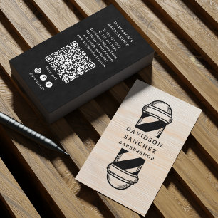 Carte De Visite Code QR et médias sociaux du salon de coiffure en