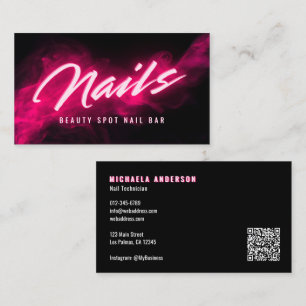 Carte De Visite Code QR et réseaux sociaux du salon de manucure Pi