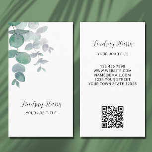 Carte De Visite Code QR Eucalyptus Greenery