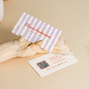 Carte De Visite Code QR extrait à main rouge rétro