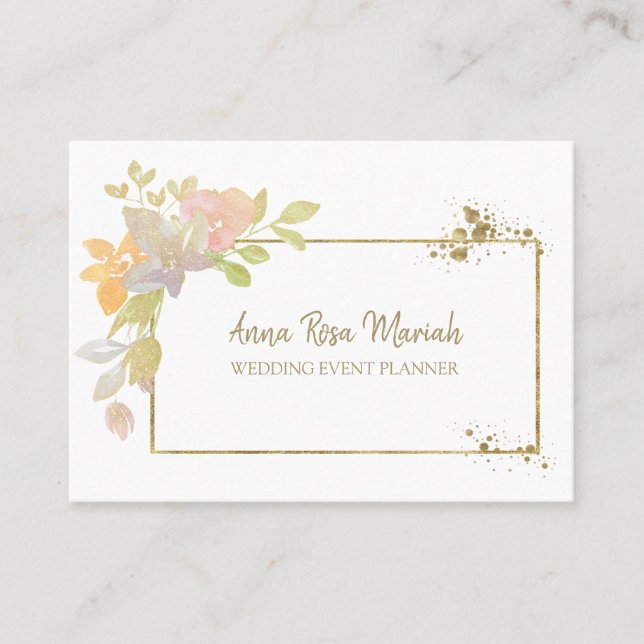 Carte De Visite *~* CODE QR - Fleur de Parties scintillant d'or Pa (Devant)