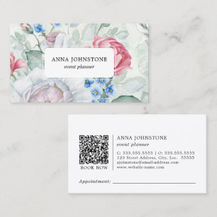 Carte De Visite Code QR Fleur élégant Nomination