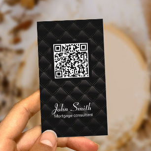 Carte De Visite Code QR foncé élégant de l'agent hypothécaire