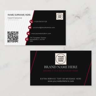 Carte De Visite Code QR Formel Simple Moderne Professionnel Noir