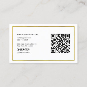 Carte De Visite Code QR géométrique Or moderne Professionnel
