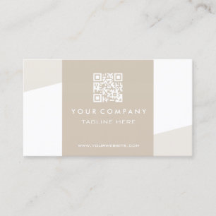 Carte De Visite Code QR géométrique simple Cappuccino