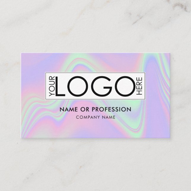 Carte De Visite Code QR Holographique Opal Modern Business Logo (Devant)