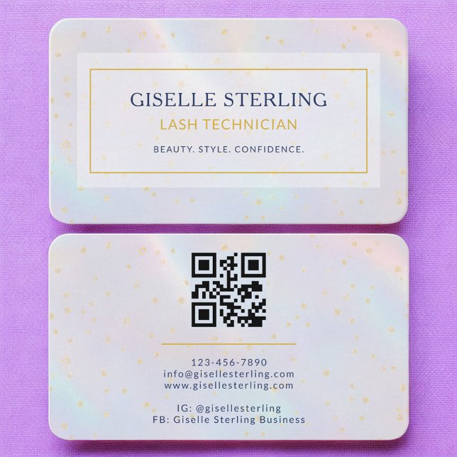 Carte De Visite Code QR holographique pour technicien de cils (Créateur téléchargé)