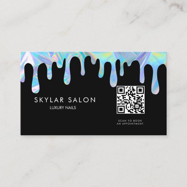 Carte De Visite Code QR Holographique Professional Nail Salon (Devant)