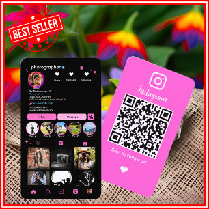 Carte De Visite Code QR Instagram de photographe