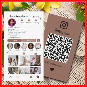 Carte De Visite Code QR Instagram Média Sociaux Terre Cuite