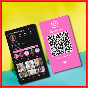 Carte De Visite Code QR Instagram Médias Sociaux Influenceur Moder