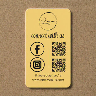 Carte De Visite Code QR jaune Connectez-vous avec nous