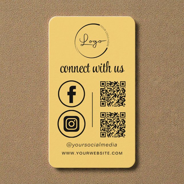 Carte De Visite Code QR jaune Connectez-vous avec nous (Créateur téléchargé)
