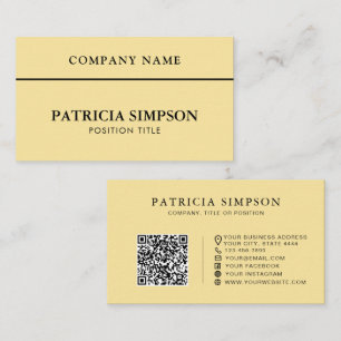 Carte De Visite Code QR jaune pâle doux pour les professionnels mo