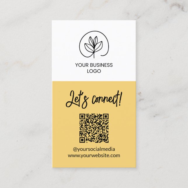 Carte De Visite Code QR jaune simple face pour se connecter (Devant)