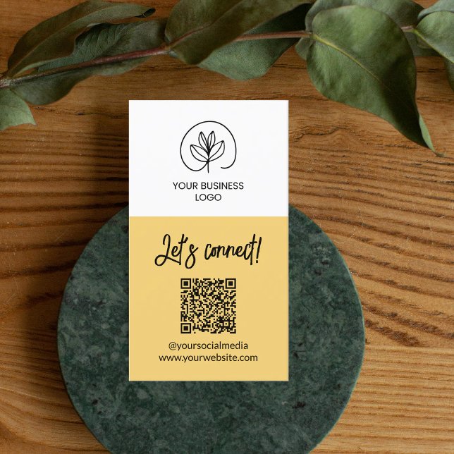 Carte De Visite Code QR jaune simple face pour se connecter (Créateur téléchargé)