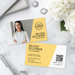 Carte De Visite Code QR Jaune Société Votre Logo