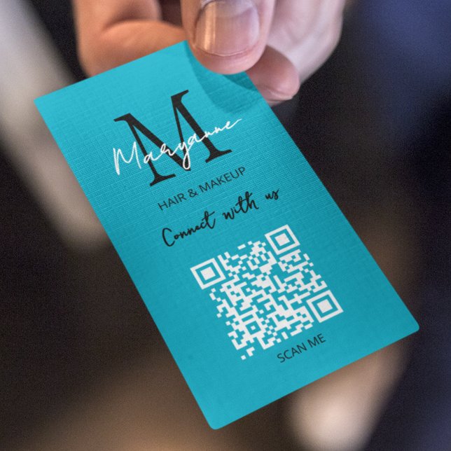 Carte De Visite Code QR Logo d'entreprise Aqua Blue (Créateur téléchargé)