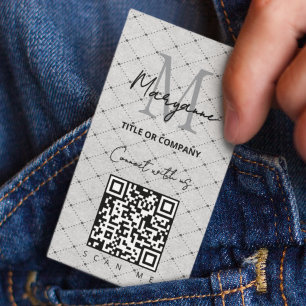 Carte De Visite Code QR Logo d'entreprise Damier Gris