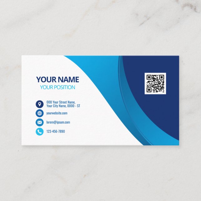 Carte De Visite Code QR Logo d'entreprise élégant moderne professi (Devant)