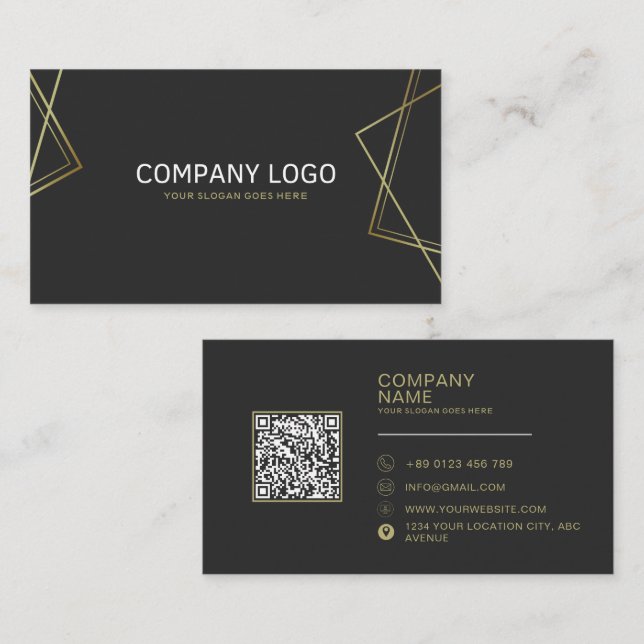 Carte De Visite Code QR Logo d'entreprise Moderne Professionnel (Devant / Derrière)