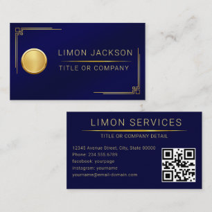 Carte De Visite Code QR Logo d'entreprise Navy Moderne Professio