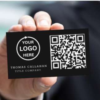 Carte De Visite Code QR Logo d'entreprise Noir Moderne Professionn