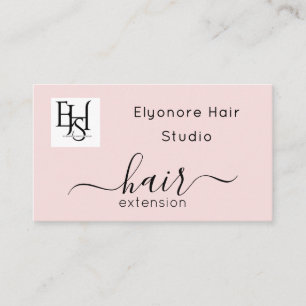 Carte De Visite Code QR Logo Écriture Rose Pâle Extension de Cheve